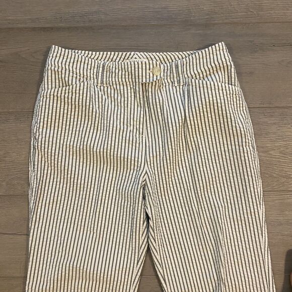 Jones New York Cropped Pants ~ Sz 8 ~ White ~ High Rise ~ 23" Inseam ~ Striped - Picture 4 of 6